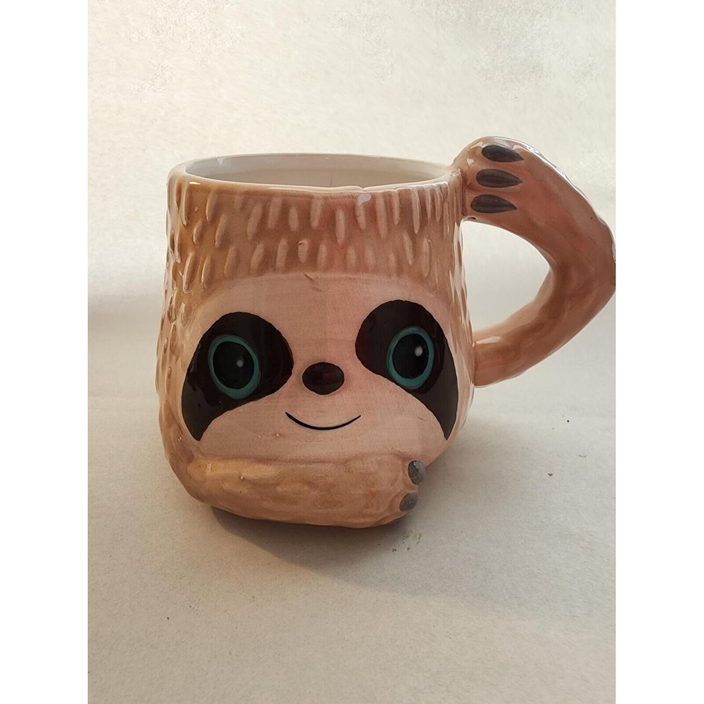 Boston Warehouse Sloth Coffee Mug Live Slow 3D Ceramic Animal Tea Cup Brown 12oz